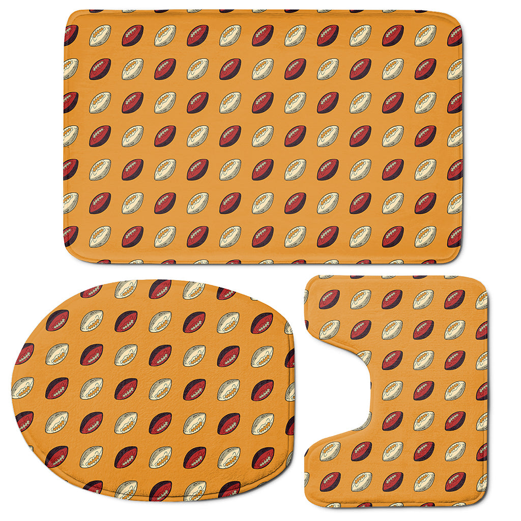 Retro American Football Ball Print 3 Piece Bath Mat Set