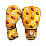 Retro American Football Ball Print Boxing Gloves