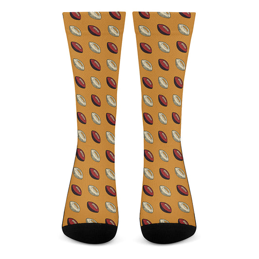 Retro American Football Ball Print Crew Socks