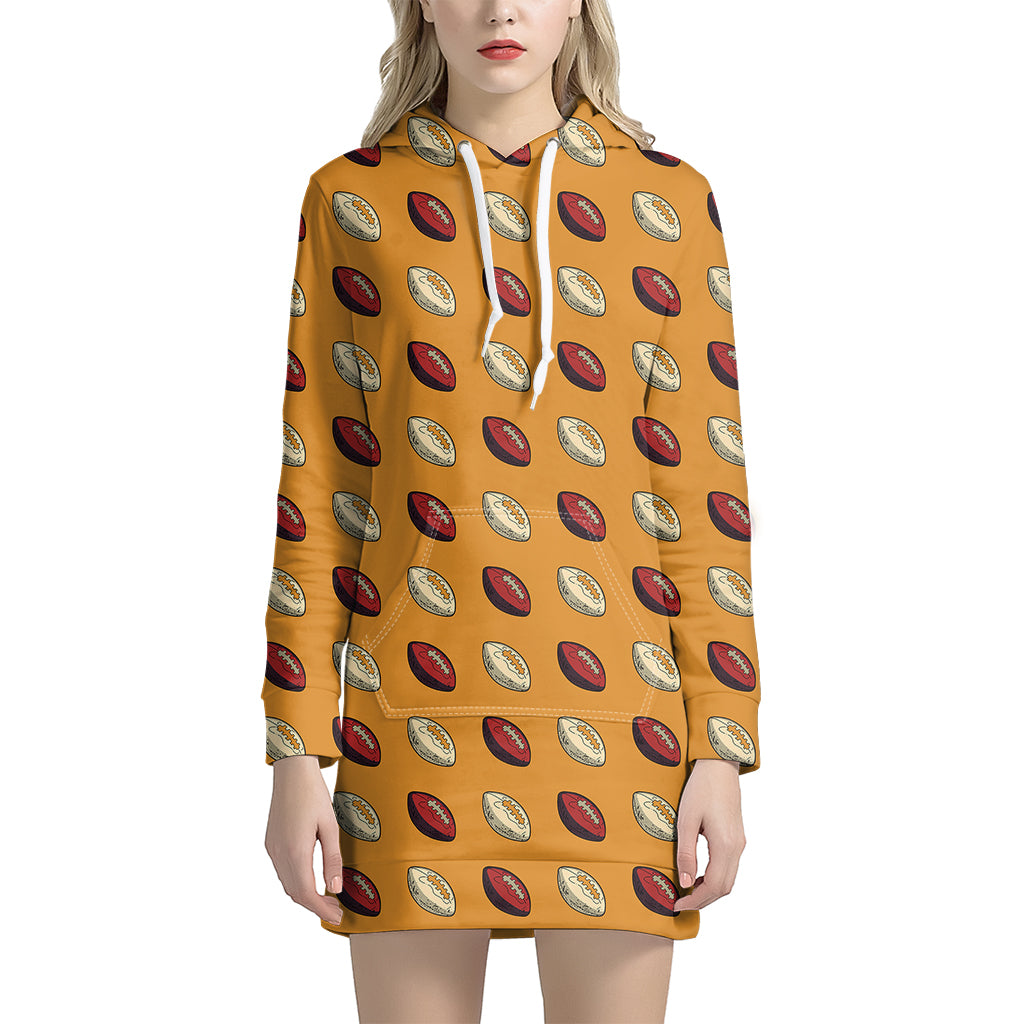 Retro American Football Ball Print Hoodie Dress