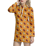 Retro American Football Ball Print Hoodie Dress
