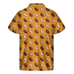 Retro American Football Ball Print Men's Short Sleeve Shirt