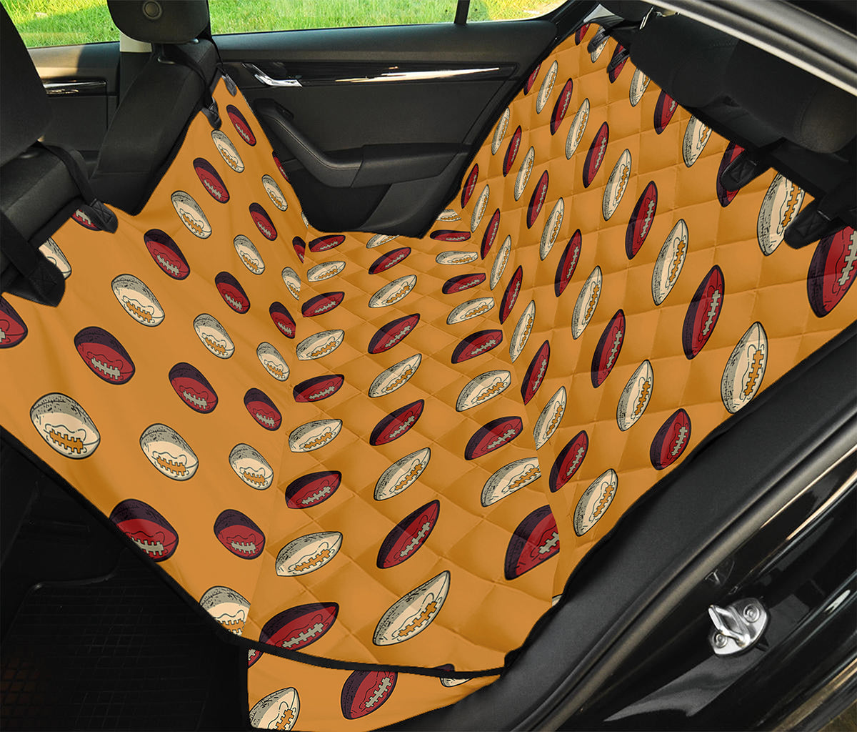 Retro American Football Ball Print Pet Car Back Seat Cover