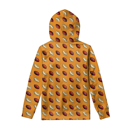 Retro American Football Ball Print Pullover Hoodie