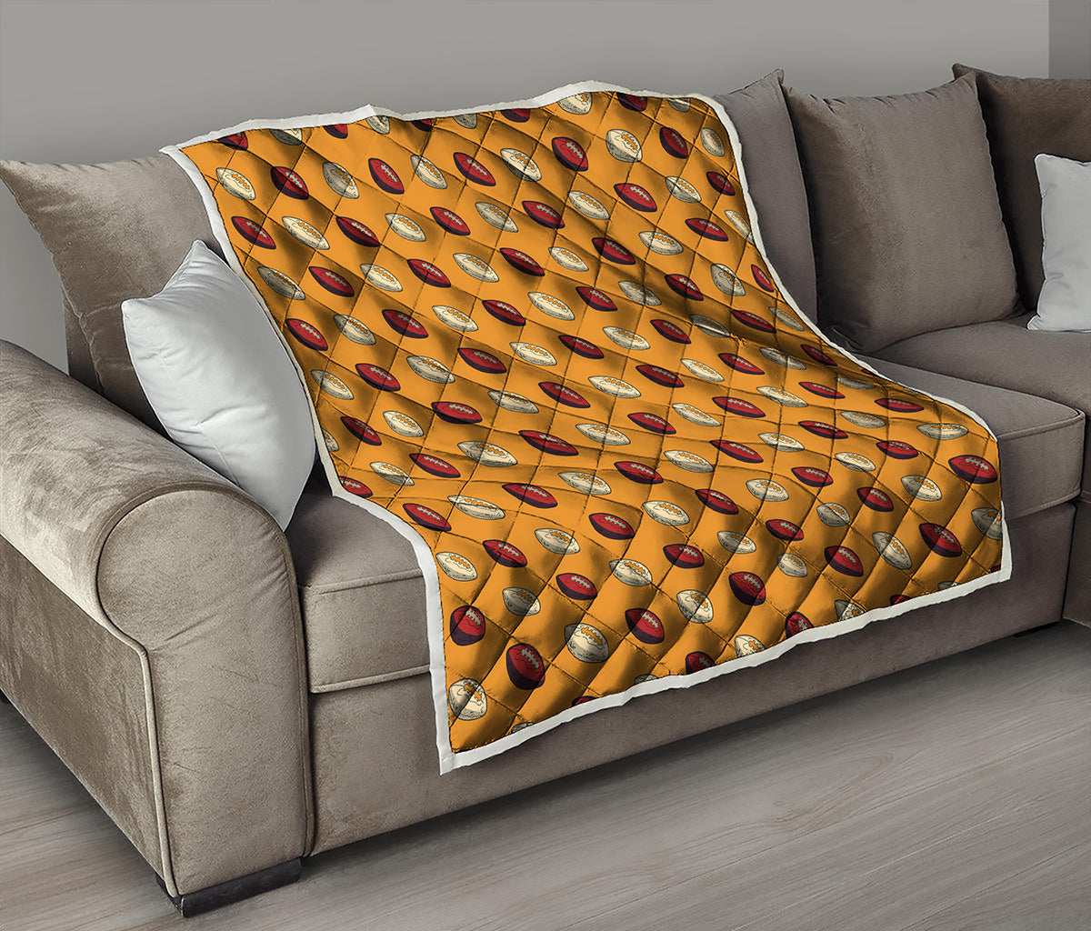 Retro American Football Ball Print Quilt