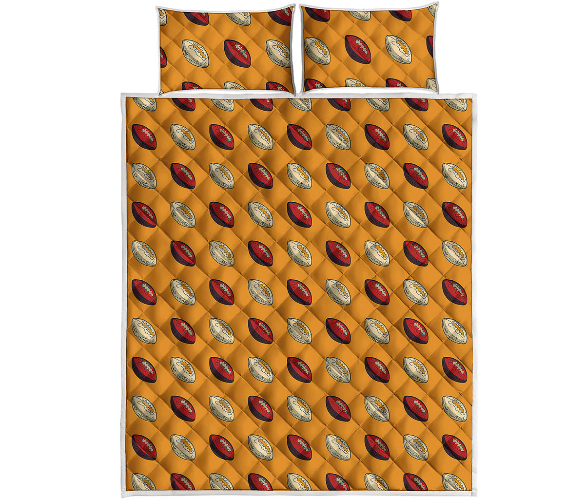 Retro American Football Ball Print Quilt Bed Set