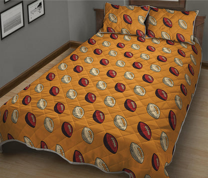 Retro American Football Ball Print Quilt Bed Set
