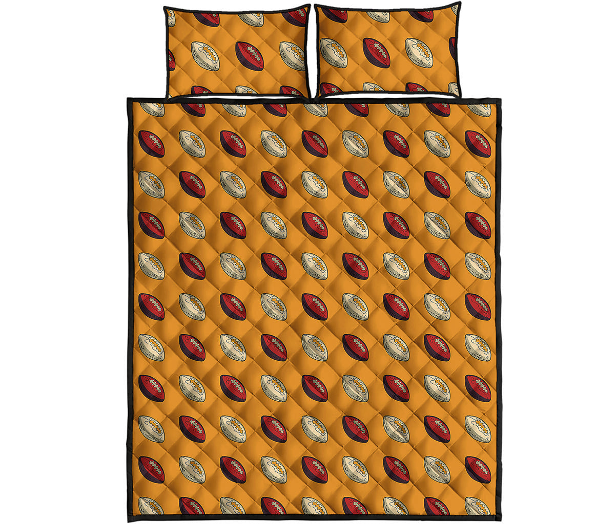 Retro American Football Ball Print Quilt Bed Set