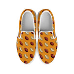 Retro American Football Ball Print White Slip On Shoes