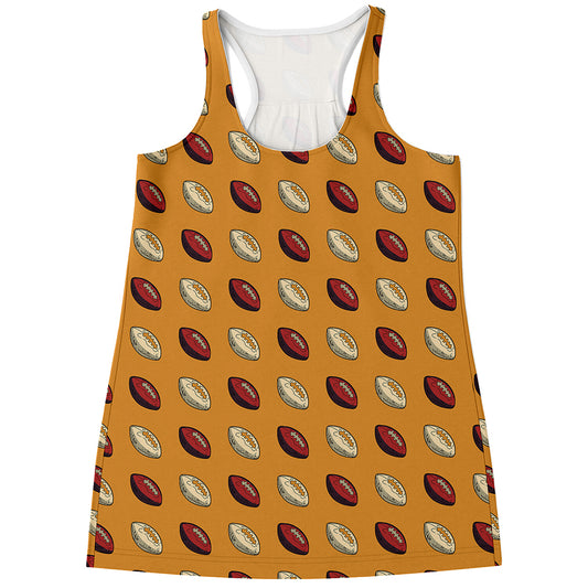 Retro American Football Ball Print Women's Racerback Tank Top