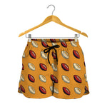 Retro American Football Ball Print Women's Shorts