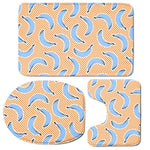 Retro Blue Banana Pattern Print 3 Piece Bath Mat Set