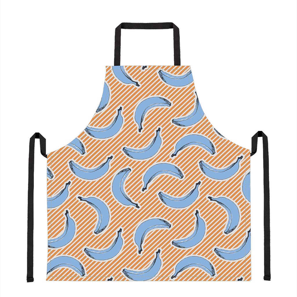 Retro Blue Banana Pattern Print Apron