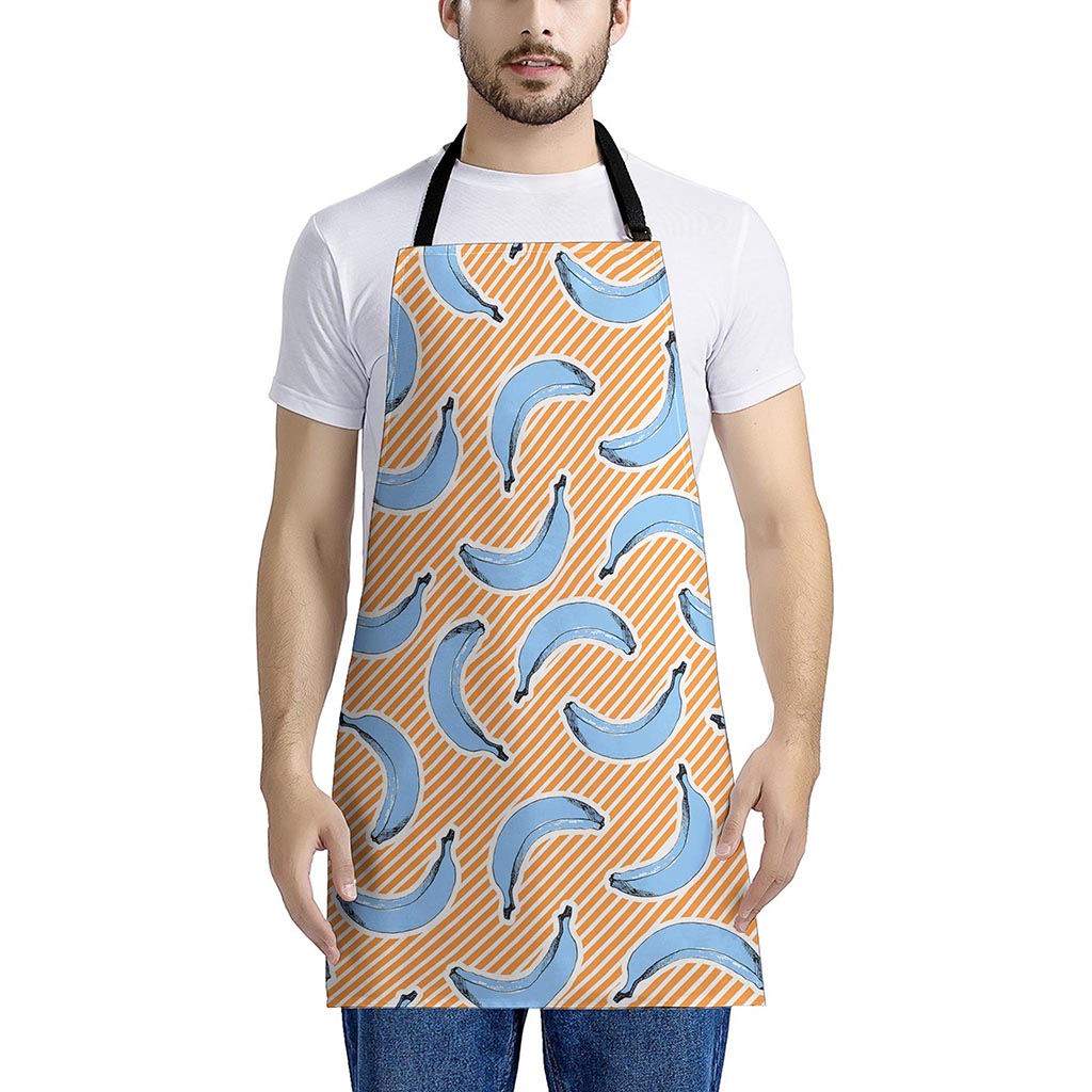 Retro Blue Banana Pattern Print Apron