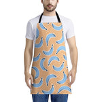 Retro Blue Banana Pattern Print Apron