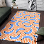 Retro Blue Banana Pattern Print Area Rug GearFrost