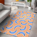 Retro Blue Banana Pattern Print Floor Mat