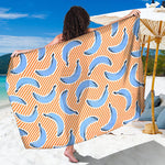 Retro Blue Banana Pattern Print Beach Sarong Wrap