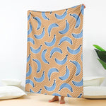 Retro Blue Banana Pattern Print Blanket