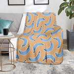 Retro Blue Banana Pattern Print Blanket