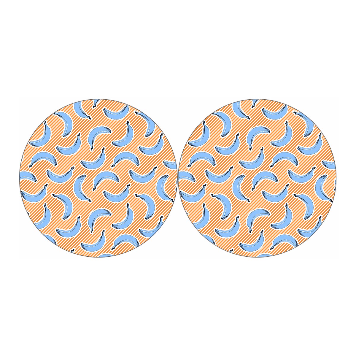 Retro Blue Banana Pattern Print Car Coasters