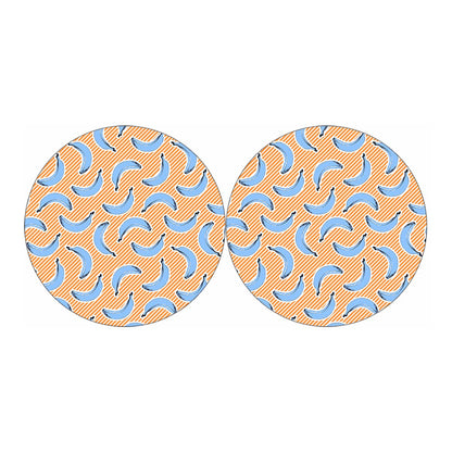 Retro Blue Banana Pattern Print Car Coasters