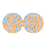 Retro Blue Banana Pattern Print Car Coasters