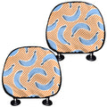 Retro Blue Banana Pattern Print Car Headrest Covers