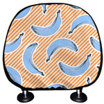 Retro Blue Banana Pattern Print Car Headrest Covers