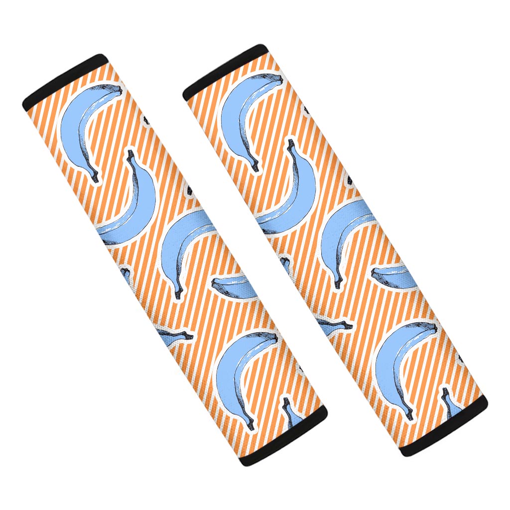 Retro Blue Banana Pattern Print Car Seat Belt Covers