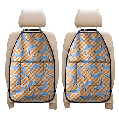 Retro Blue Banana Pattern Print Car Seat Organizers