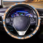 Retro Blue Banana Pattern Print Car Steering Wheel Cover