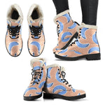 Retro Blue Banana Pattern Print Comfy Boots GearFrost