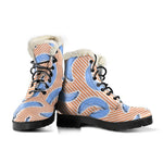 Retro Blue Banana Pattern Print Comfy Boots GearFrost