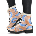 Retro Blue Banana Pattern Print Comfy Boots GearFrost