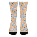 Retro Blue Banana Pattern Print Crew Socks