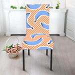 Retro Blue Banana Pattern Print Dining Chair Slipcover