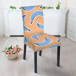 Retro Blue Banana Pattern Print Dining Chair Slipcover