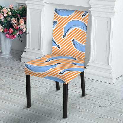 Retro Blue Banana Pattern Print Dining Chair Slipcover