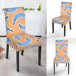 Retro Blue Banana Pattern Print Dining Chair Slipcover