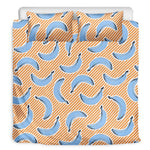 Retro Blue Banana Pattern Print Duvet Cover Bedding Set