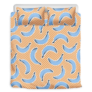 Retro Blue Banana Pattern Print Duvet Cover Bedding Set