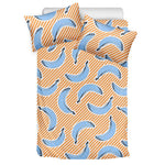 Retro Blue Banana Pattern Print Duvet Cover Bedding Set