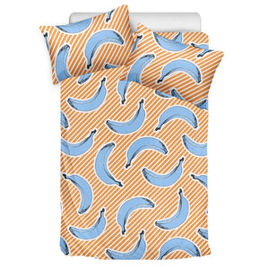 Retro Blue Banana Pattern Print Duvet Cover Bedding Set