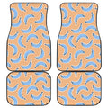 Retro Blue Banana Pattern Print Front and Back Car Floor Mats