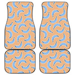 Retro Blue Banana Pattern Print Front and Back Car Floor Mats