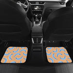 Retro Blue Banana Pattern Print Front and Back Car Floor Mats