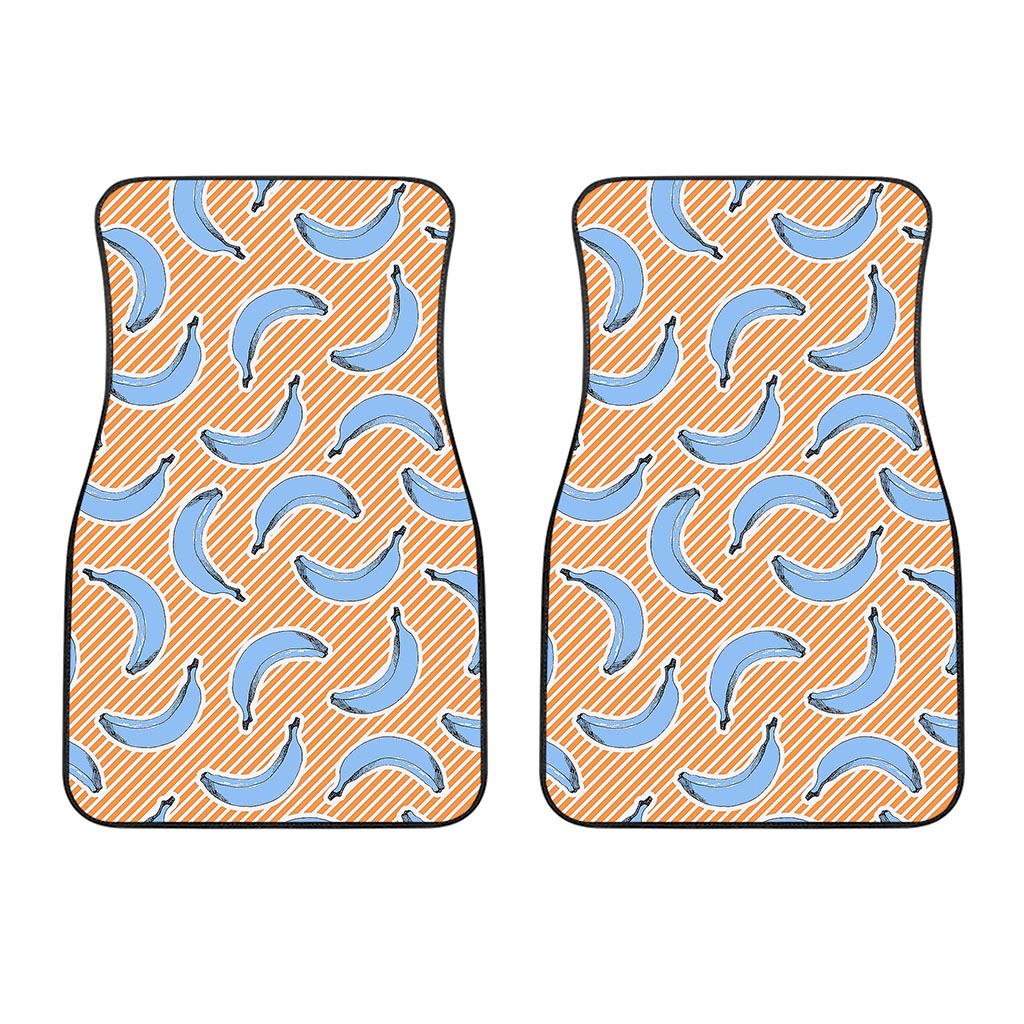 Retro Blue Banana Pattern Print Front Car Floor Mats