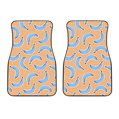 Retro Blue Banana Pattern Print Front Car Floor Mats
