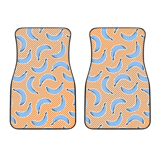 Retro Blue Banana Pattern Print Front Car Floor Mats